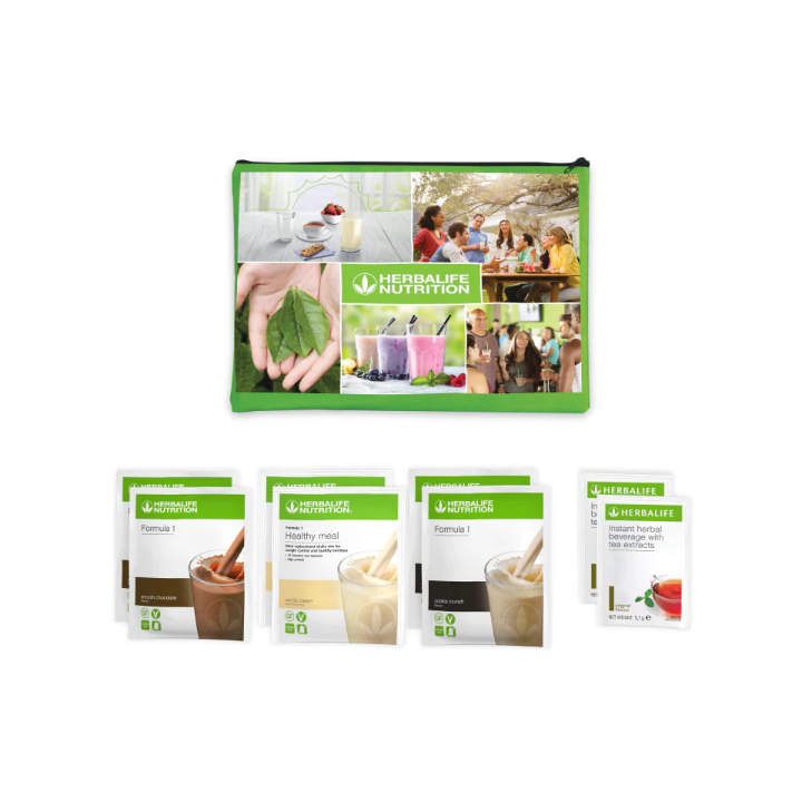 Pack découverte sport Herbalife. 8 échantillons vanille, chocolat, cookies et le thé détox