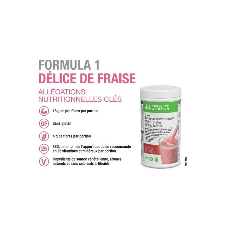 Boisson Formula 1 Herbalife délice de fraise pour stabiliser le poids