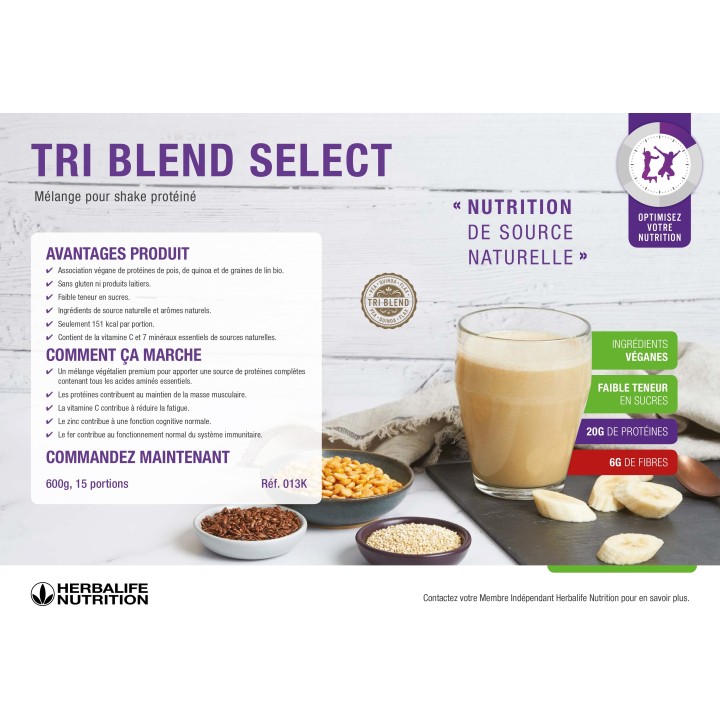 Boisson Tri Blend select Herbalife. Shake protéiné vegan sans gluten 