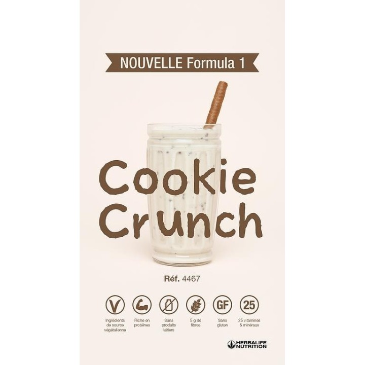 Prendre du poids avec les boissons protéines Herbalife F1 Cookie & Crunch vegan sans gluten 