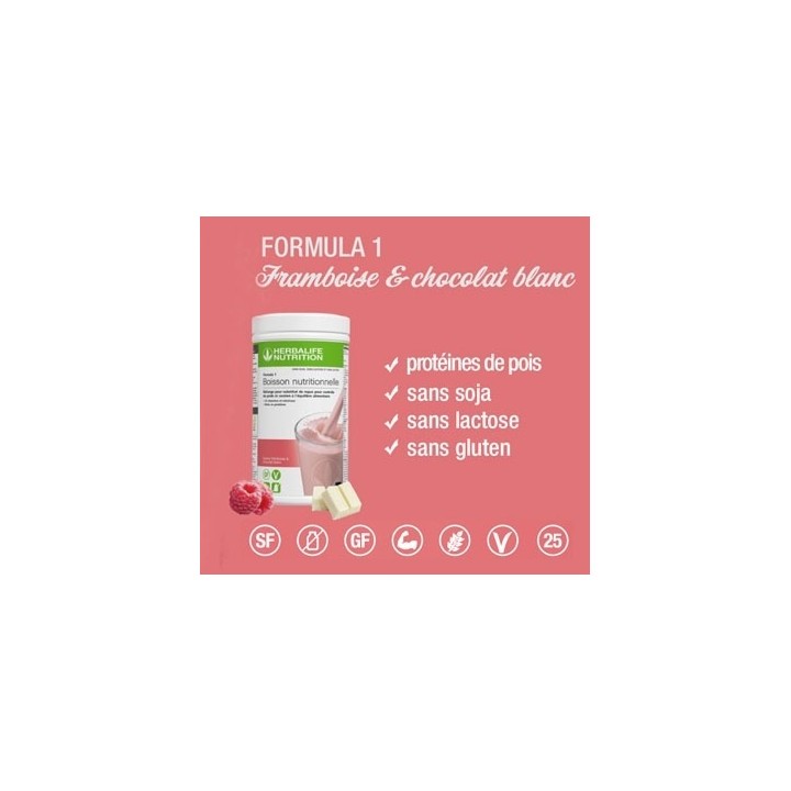 Nouvelle boisson Formula 1 Herbalife framboise et chocolat blanc 