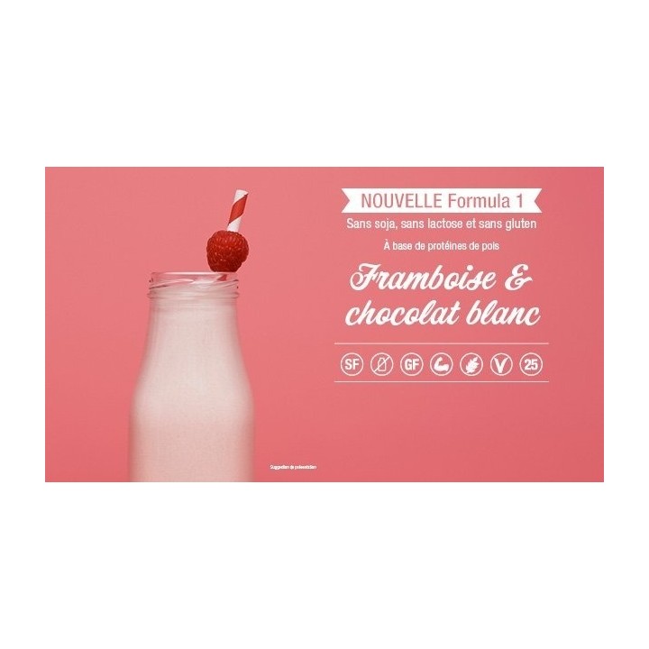 Nouvelle boisson Formula 1 Herbalife framboise et chocolat blanc 