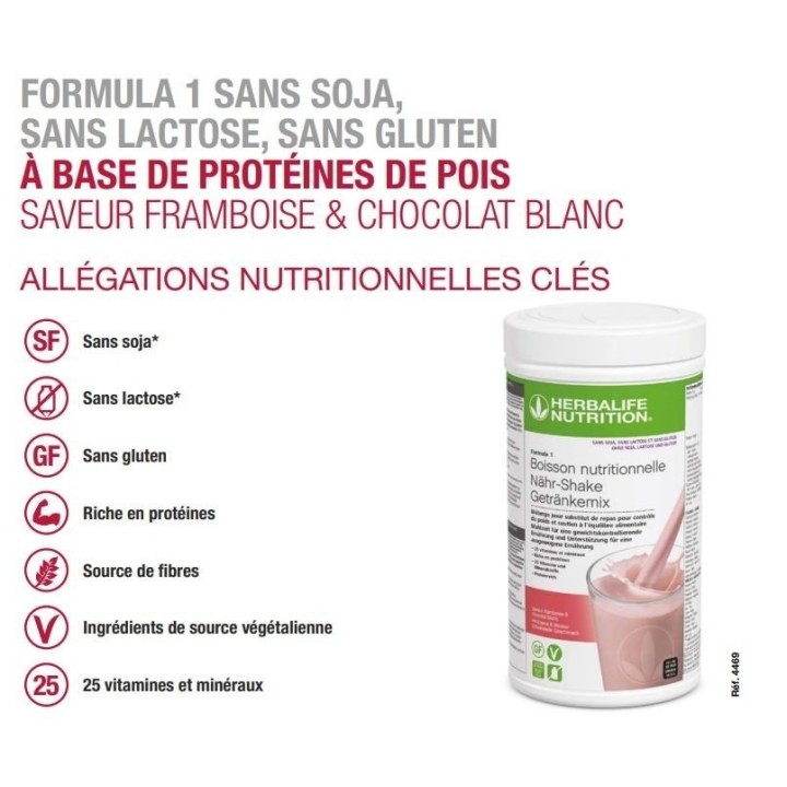 Boisson Formula 1 Herbalife framboise & chocolat blanc pour stabiliser le poids
